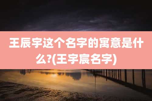 王辰宇这个名字的寓意是什么?(王宇宸名字)