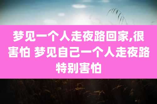 梦见一个人走夜路回家,很害怕 梦见自己一个人走夜路特别害怕
