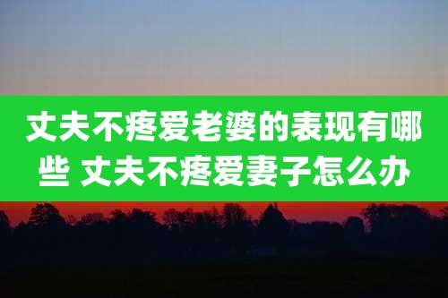 丈夫不疼爱老婆的表现有哪些 丈夫不疼爱妻子怎么办