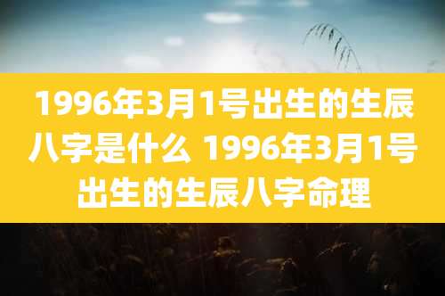 1996年3月1号出生的生辰八字是什么 1996年3月1号出生的生辰八字命理