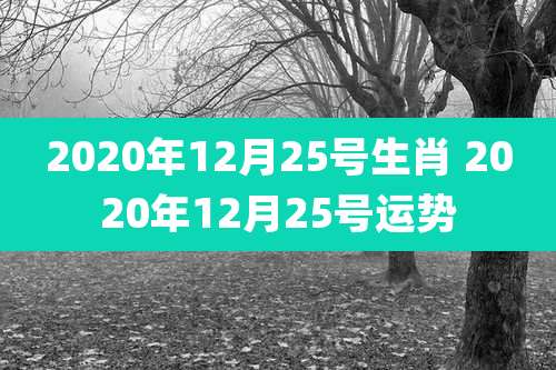 2020年12月25号生肖 2020年12月25号运势