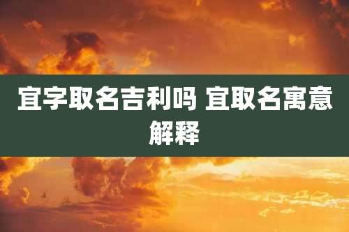宜字取名吉利吗 宜取名寓意解释