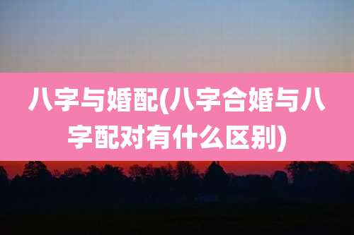 八字与婚配(八字合婚与八字配对有什么区别)