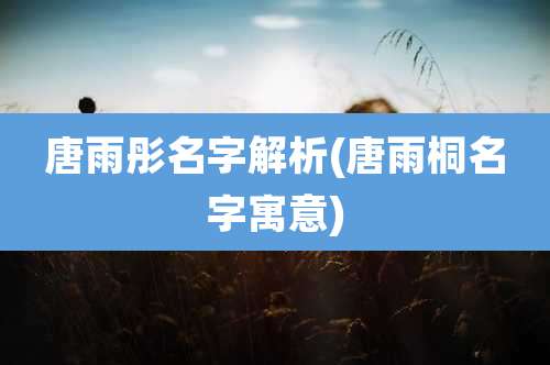 唐雨彤名字解析(唐雨桐名字寓意)