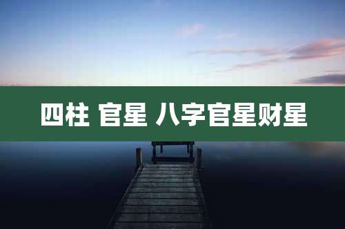 四柱 官星 八字官星财星