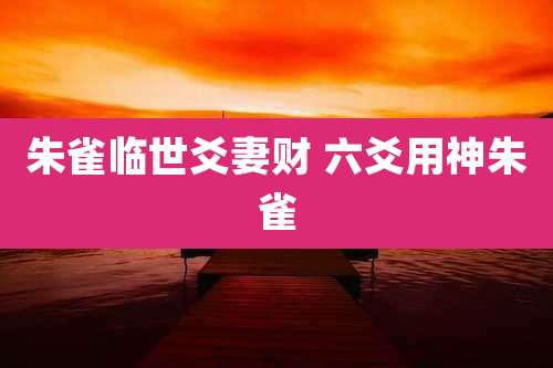 朱雀临世爻妻财 六爻用神朱雀