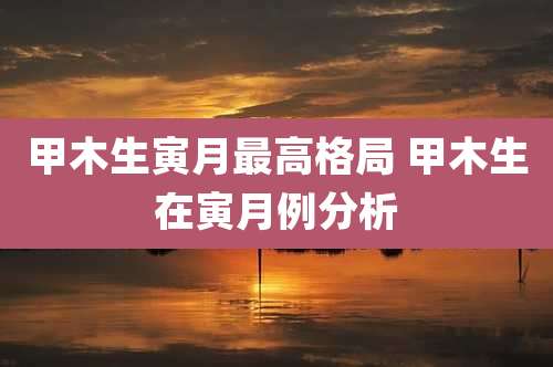 甲木生寅月最高格局 甲木生在寅月例分析