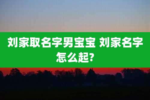 刘家取名字男宝宝 刘家名字怎么起?
