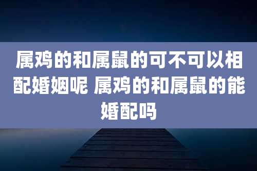 属鸡的和属鼠的可不可以相配婚姻呢 属鸡的和属鼠的能婚配吗