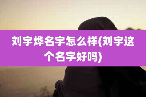 刘宇烨名字怎么样(刘宇这个名字好吗)