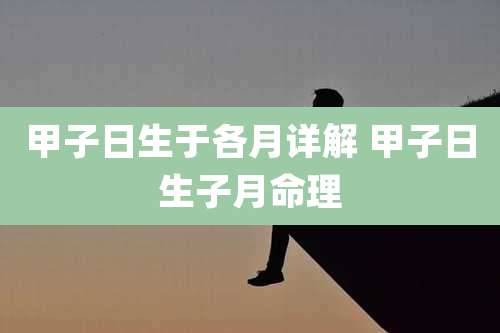 甲子日生于各月详解 甲子日生子月命理