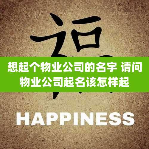 想起个物业公司的名字 请问物业公司起名该怎样起