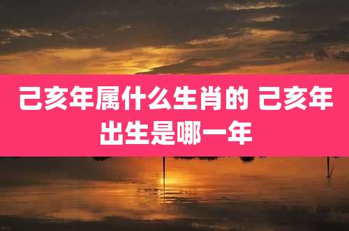 己亥年属什么生肖的 己亥年出生是哪一年
