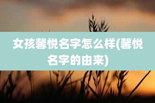 女孩馨悦名字怎么样(馨悦名字的由来)