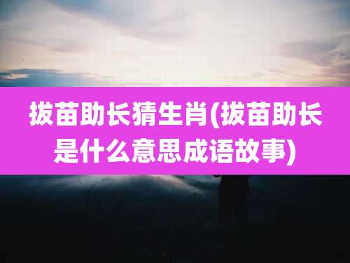 拔苗助长猜生肖(拔苗助长是什么意思成语故事)