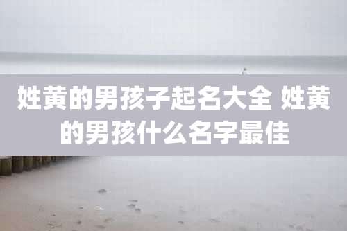 姓黄的男孩子起名大全 姓黄的男孩什么名字最佳