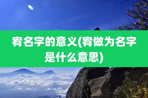 宥名字的意义(宥做为名字是什么意思)