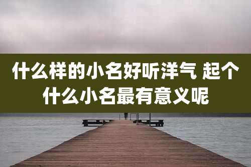 什么样的小名好听洋气 起个什么小名最有意义呢