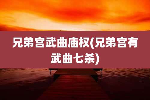兄弟宫武曲庙权(兄弟宫有武曲七杀)