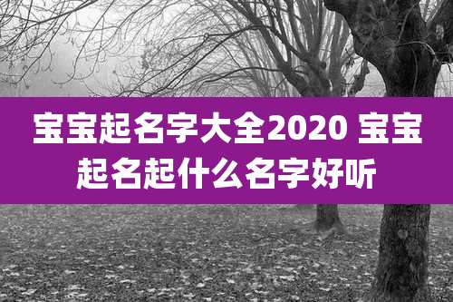 宝宝起名字大全2020 宝宝起名起什么名字好听