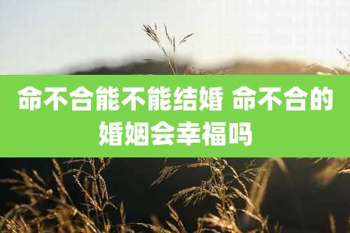 命不合能不能结婚 命不合的婚姻会幸福吗