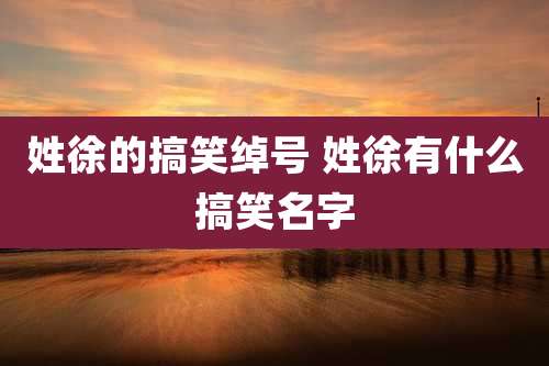 姓徐的搞笑绰号 姓徐有什么搞笑名字