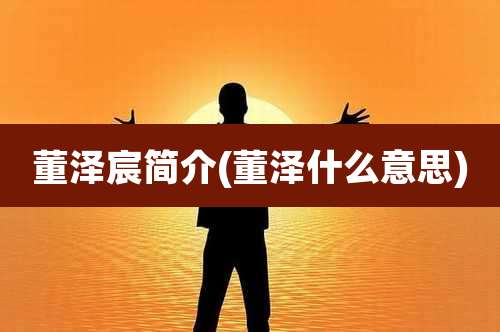 董泽宸简介(董泽什么意思)