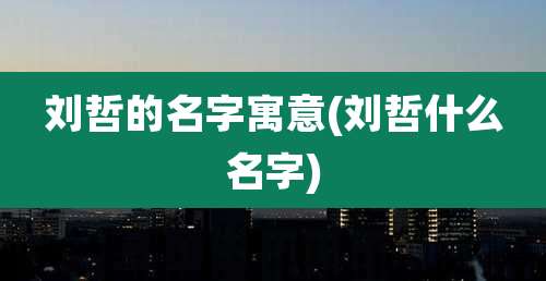 刘哲的名字寓意(刘哲什么名字)