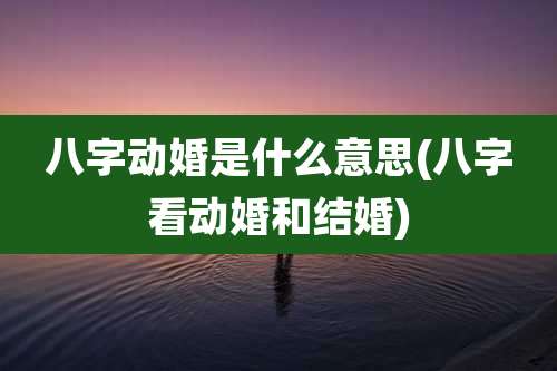 八字动婚是什么意思(八字看动婚和结婚)