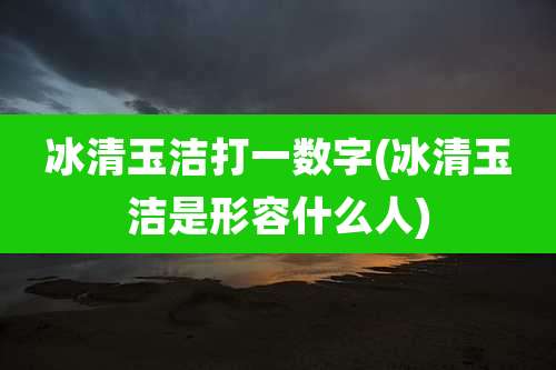 冰清玉洁打一数字(冰清玉洁是形容什么人)