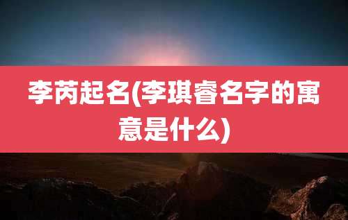 李芮起名(李琪睿名字的寓意是什么)
