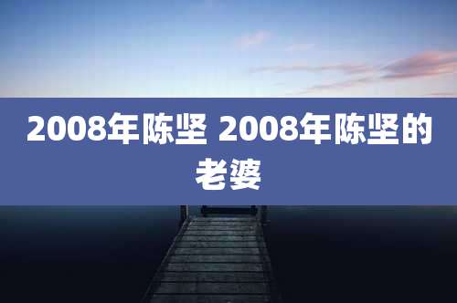 2008年陈坚 2008年陈坚的老婆