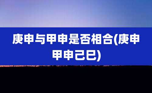 庚申与甲申是否相合(庚申甲申己巳)