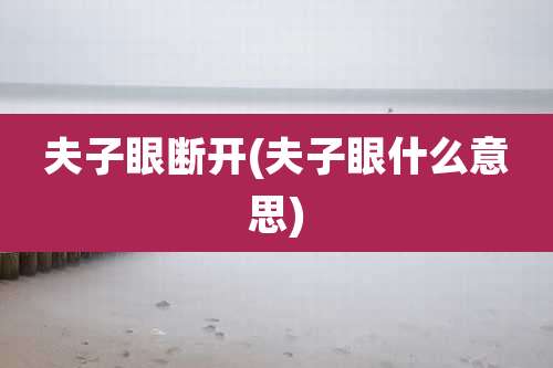 夫子眼断开(夫子眼什么意思)