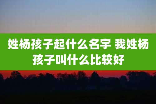 姓杨孩子起什么名字 我姓杨孩子叫什么比较好