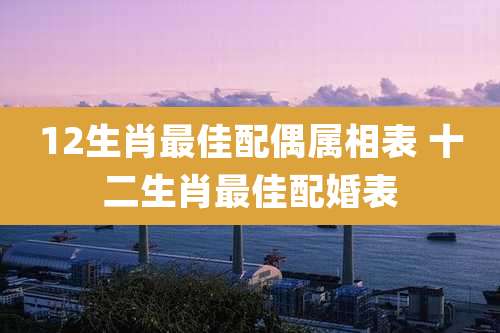 12生肖最佳配偶属相表 十二生肖最佳配婚表