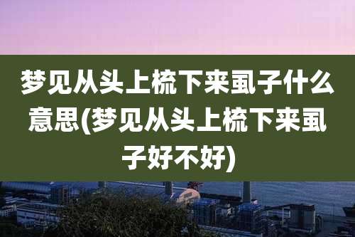 梦见从头上梳下来虱子什么意思(梦见从头上梳下来虱子好不好)