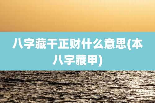 八字藏干正财什么意思(本八字藏甲)