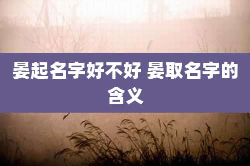晏起名字好不好 晏取名字的含义