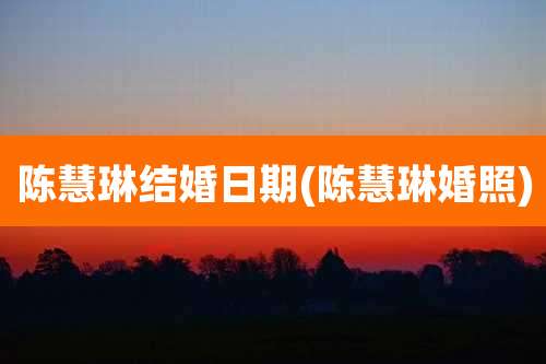 陈慧琳结婚日期(陈慧琳婚照)