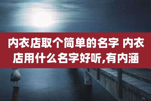 内衣店取个简单的名字 内衣店用什么名字好听,有内涵