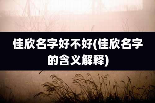 佳欣名字好不好(佳欣名字的含义解释)