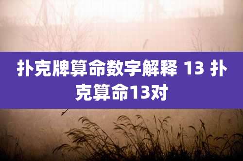 扑克牌算命数字解释 13 扑克算命13对
