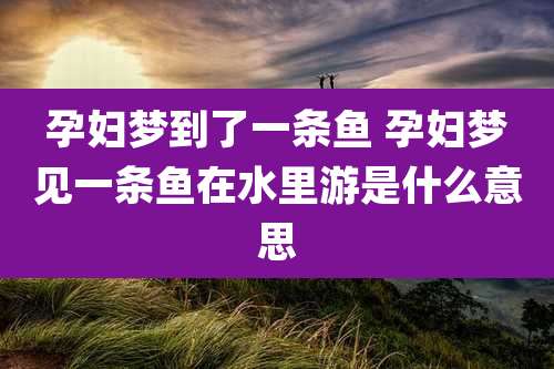 孕妇梦到了一条鱼 孕妇梦见一条鱼在水里游是什么意思