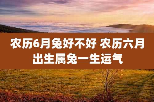 农历6月兔好不好 农历六月出生属兔一生运气