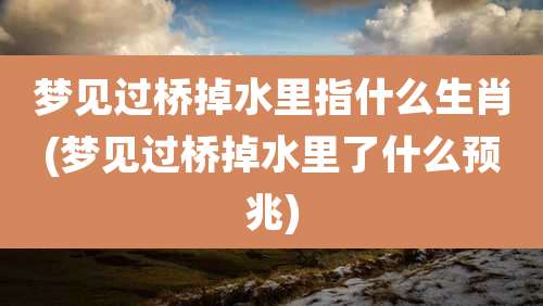 梦见过桥掉水里指什么生肖(梦见过桥掉水里了什么预兆)