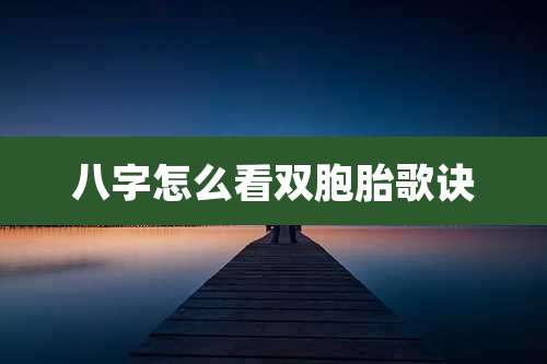 八字怎么看双胞胎歌诀