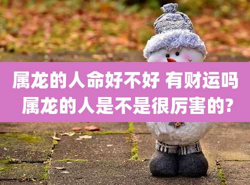 属龙的人命好不好 有财运吗 属龙的人是不是很厉害的?