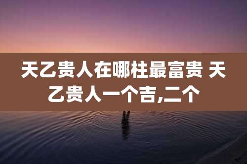 天乙贵人在哪柱最富贵 天乙贵人一个吉,二个