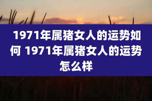 1971年属猪女人的运势如何 1971年属猪女人的运势怎么样